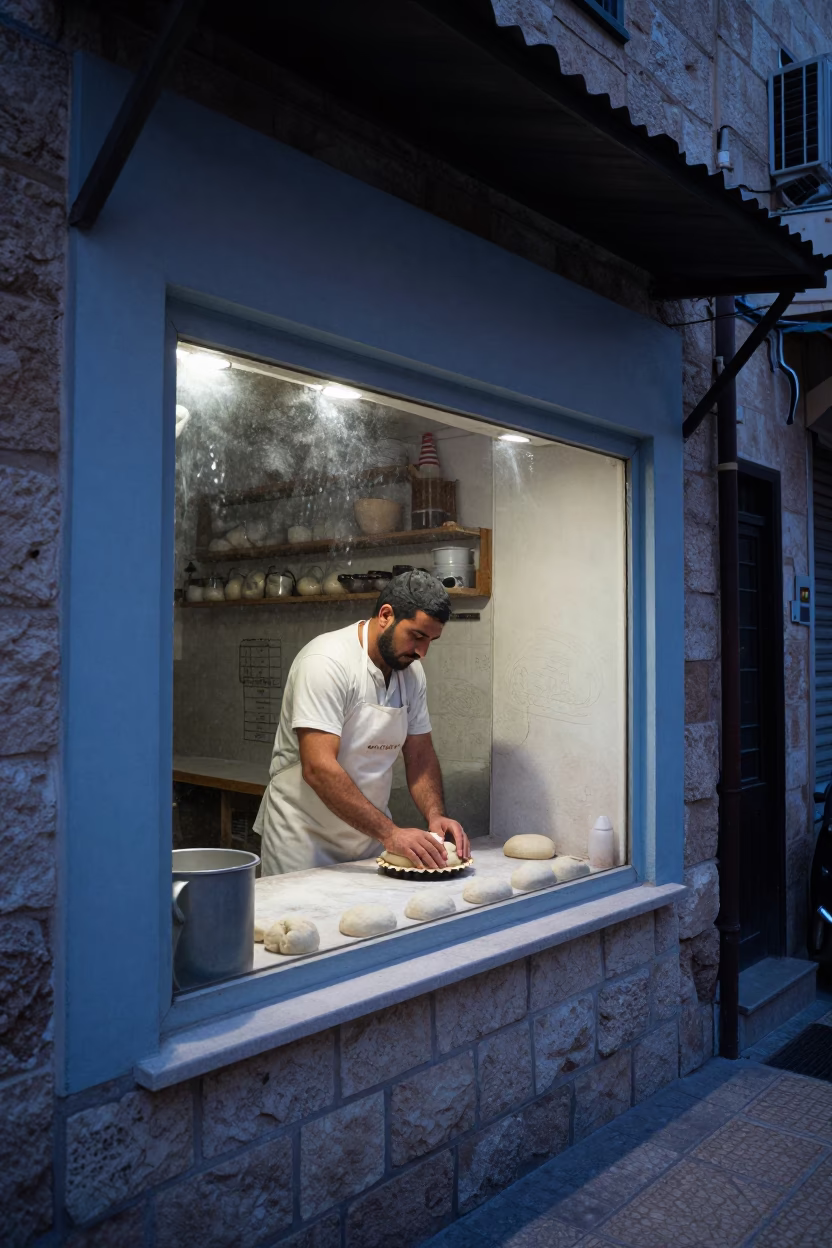 Pressing Dough in Amman in in Amman, Jordan