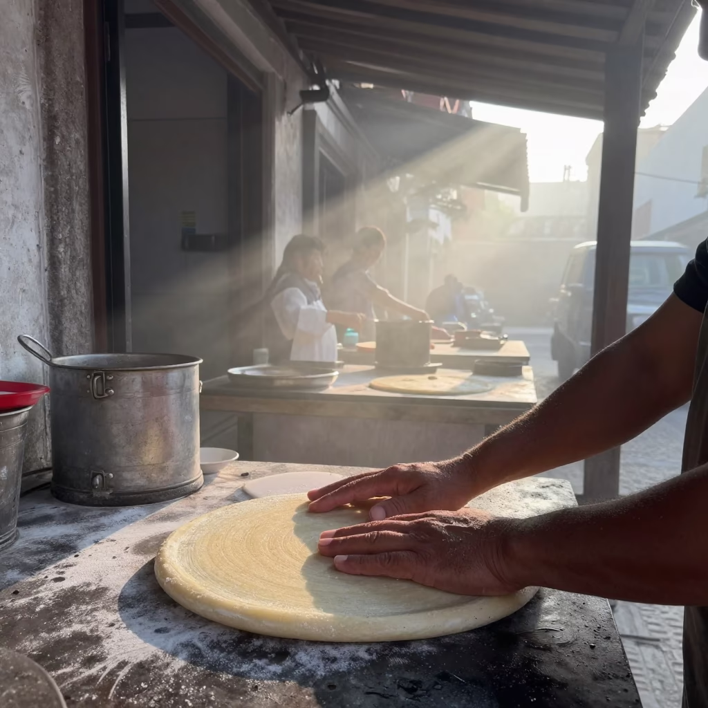 Pressing Masa in Mexico City in in Mexico City, Mexico