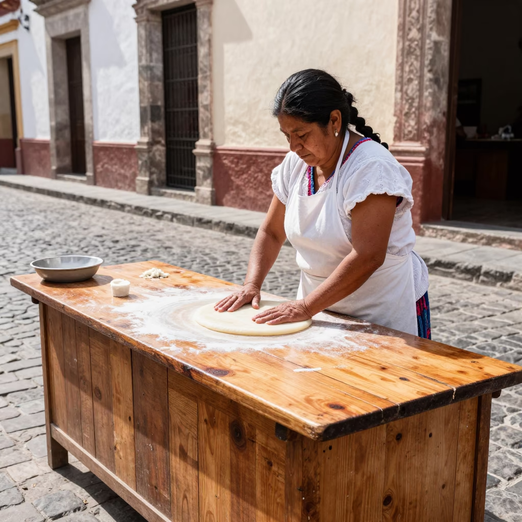Pressing Masa in Oaxaca in in Oaxaca, Mexico