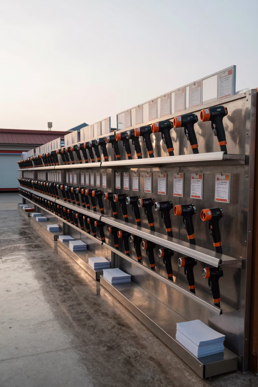 Price Gun Charging Rack Dawn Kunming Retail Display in along a front-of-store display run in Kunming