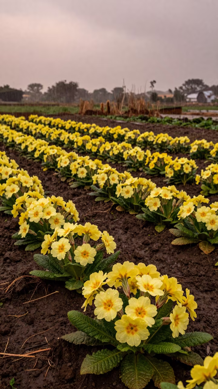Primrose Carpet in Bauchi Terraced Gardens in among terraced garden plots near Bauchi
