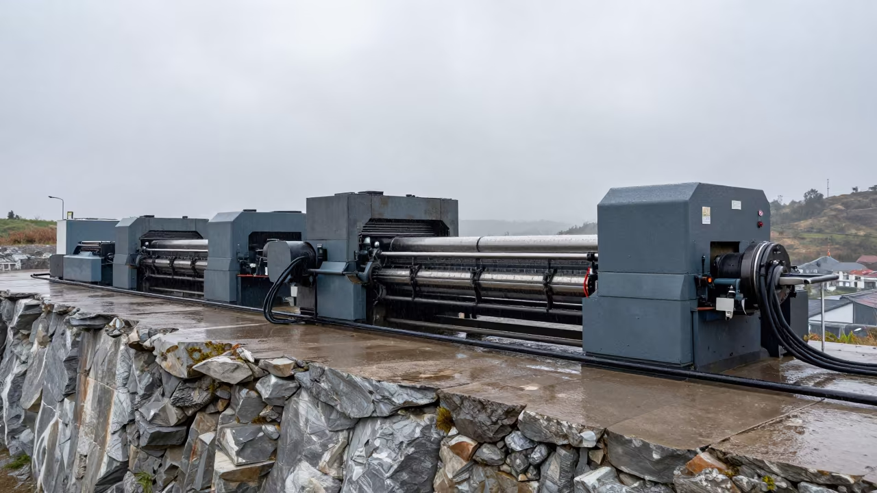 Printing Press Running on Quarry Ledge Near Cagua in on a quarry ledge near Cagua