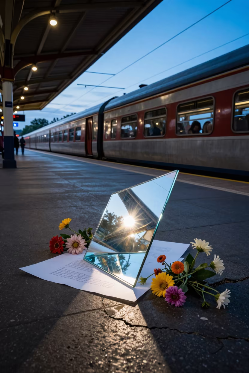 Prism Light Refraction Abstract Evening in inside a restored train terminal near Dry Bridge Market, Tbilisi