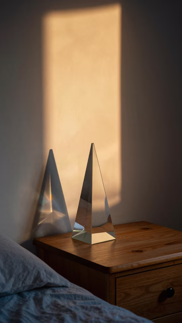 Prism Light Refraction on Navoiy Bedside Table in on a bedside table in Navoiy