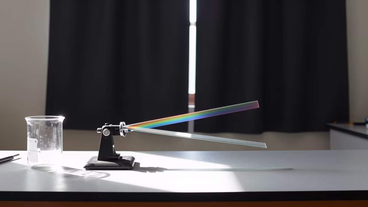 Prism Rainbow in Hyderabad Physics Lab in inside a university research lab in Hyderabad