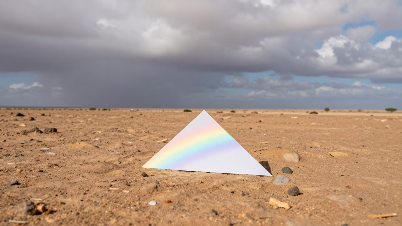 Prism Rainbow Over Mauritania Thunderheads in over a horizon of stacked thunderheads in Mauritania