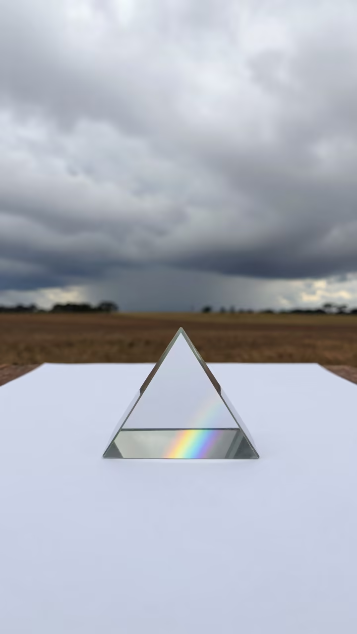 Prism Rainbow on White Paper in Paraná Storm in across a storm-bright plain in Paraná