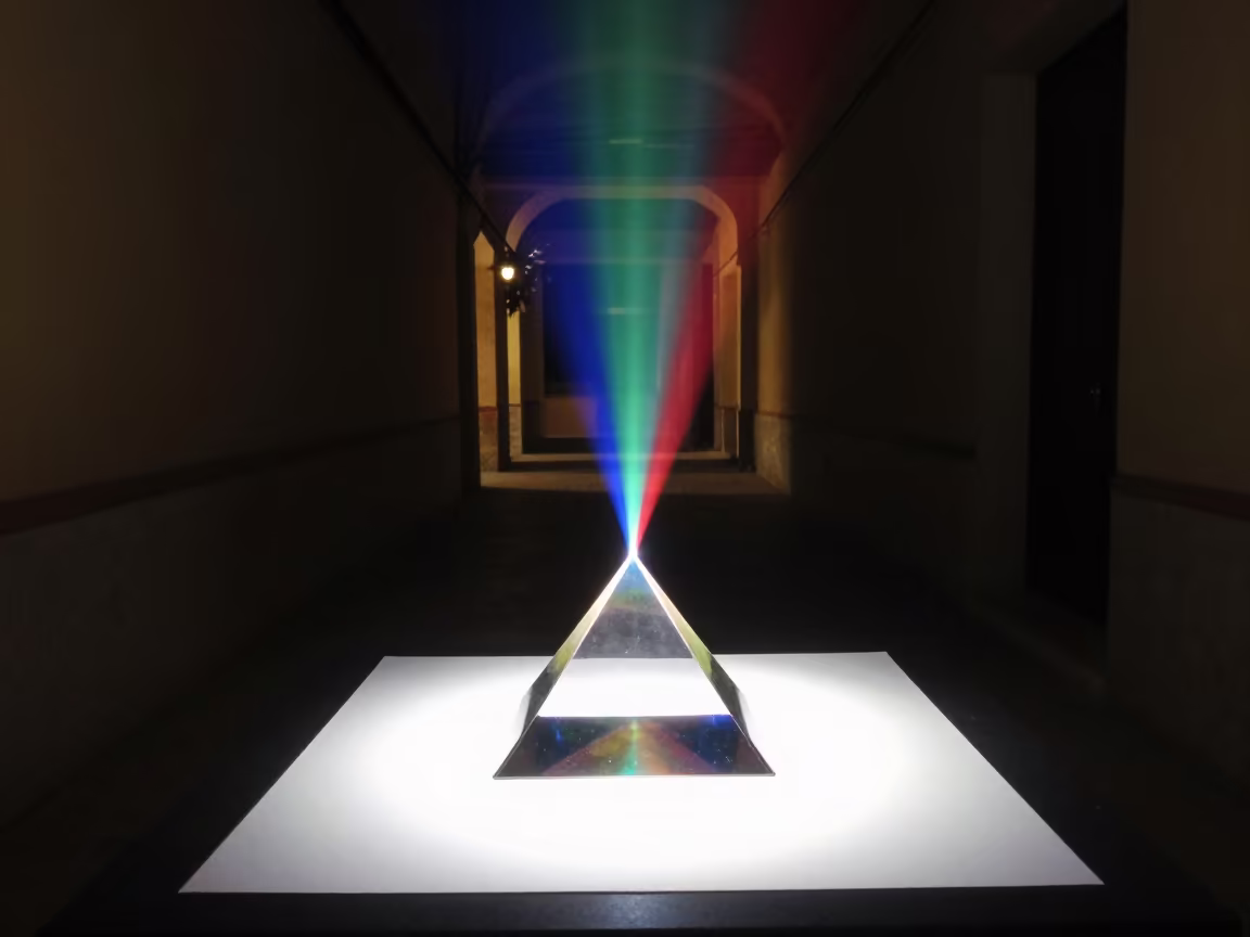 Prism Spectrum Light Elche Night Passageway in inside a skylit passageway in Elche