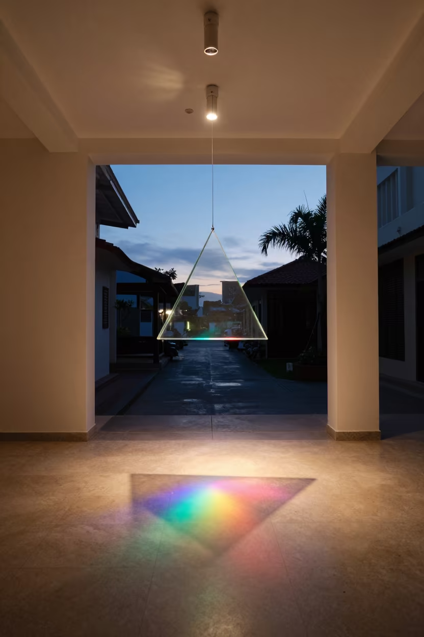 Prism Spectrum Neon Light Da Nang Skylight in inside a skylit passageway near Da Nang