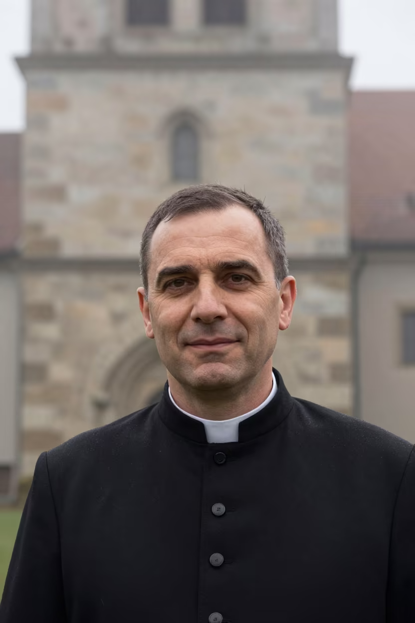 Prison Chaplain Graz Dawn Portrait in in the old quarter in Graz