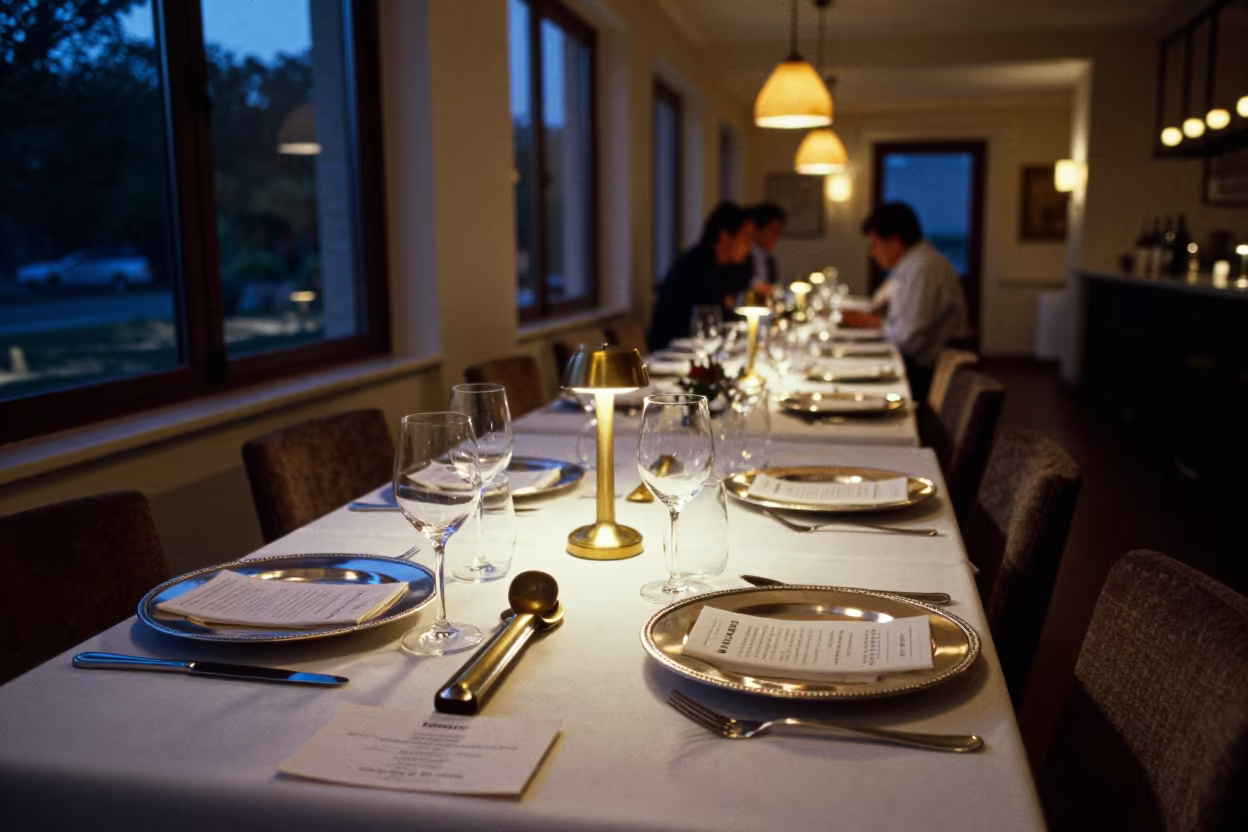 Private Dining Suite Plated Tasting Menu Twilight in in a quiet guest corridor near Haifa