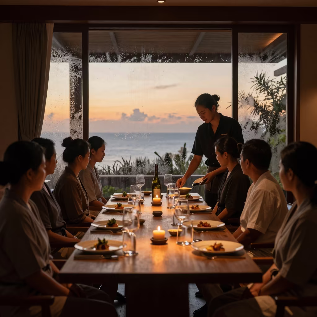 Private Dining Suite Tasting Menu Cua Spa in inside a spa reception in Cúa