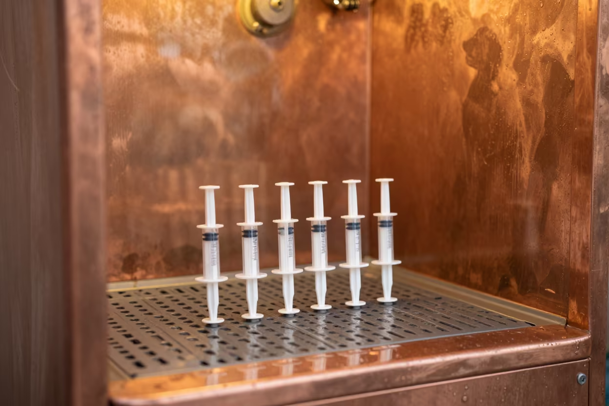 Probiotic Syringe Bin at Dog Wash Station in at a self-serve dog wash station in Bhopal