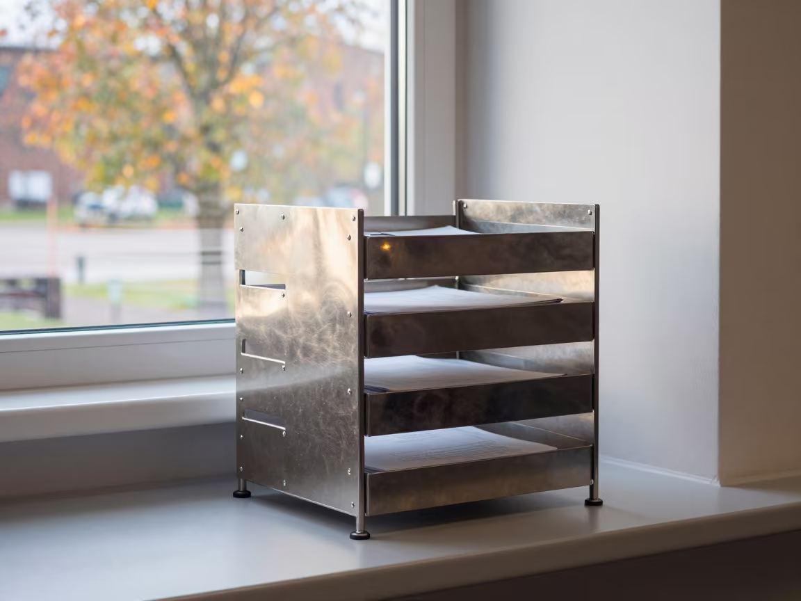 Procurement Sleeve Rack in Autumn Office in in an operations center under monitor glow near Vantaa