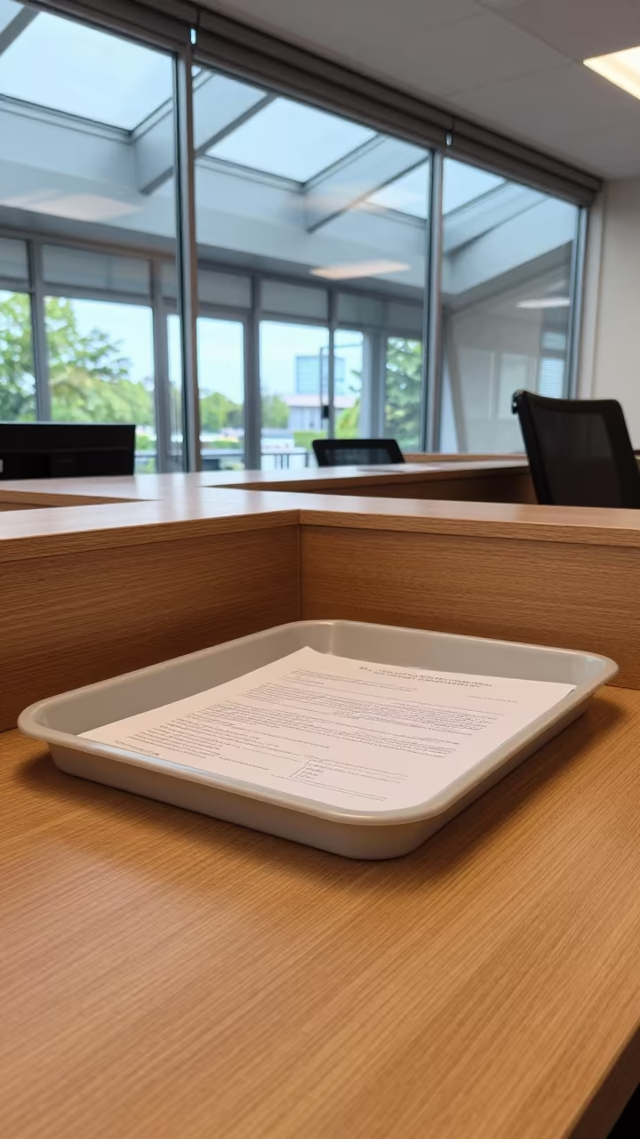 Procurement Tray on Nantes Office Desk in at an office reception desk in Nantes