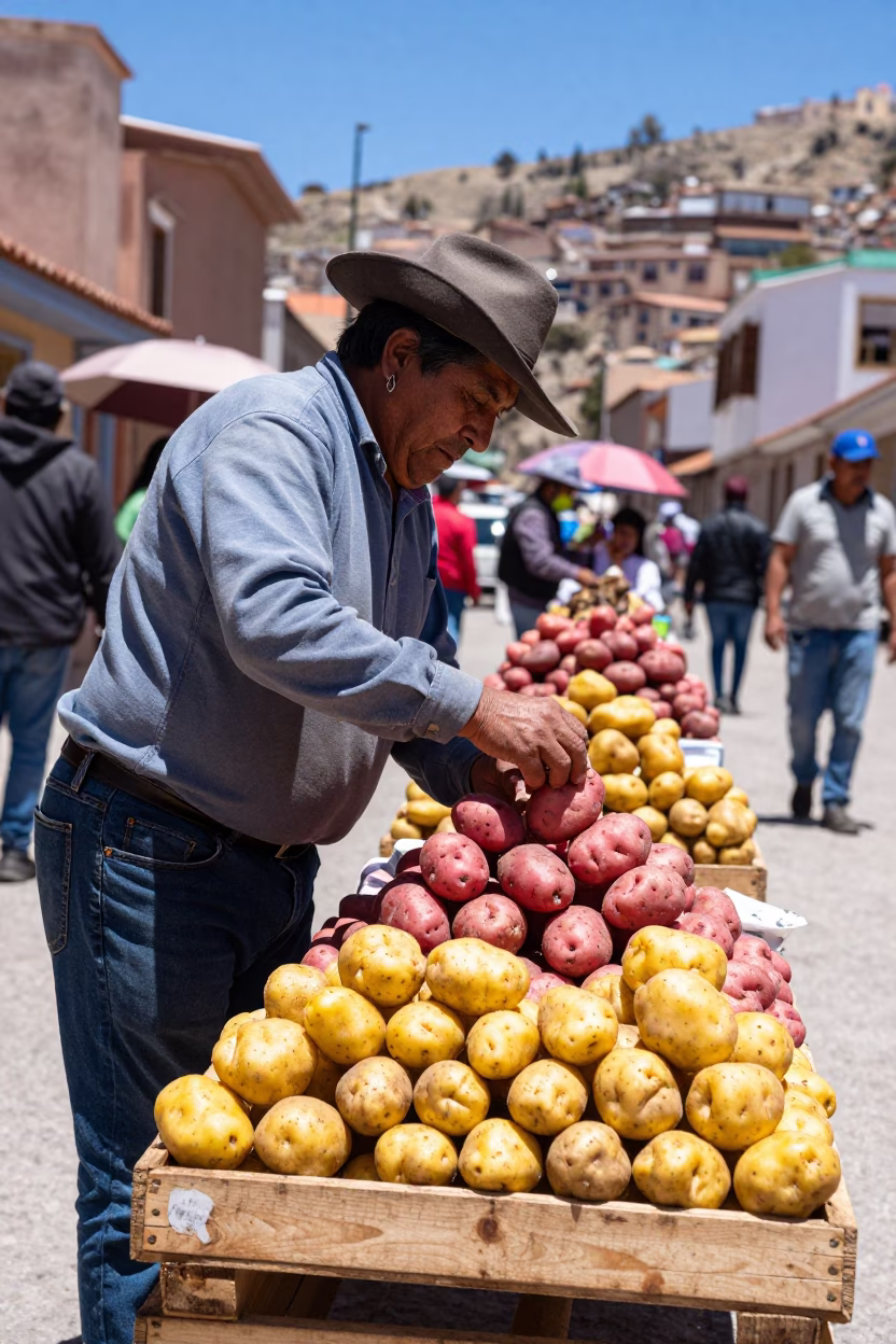 Produce Displayed in La Paz at The Flat Glare Of Noon Light in in La Paz, Bolivia