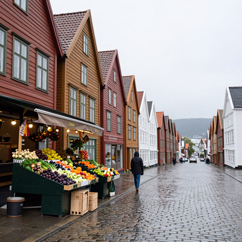 Produce Stall in Bergen in in Bergen, Norway