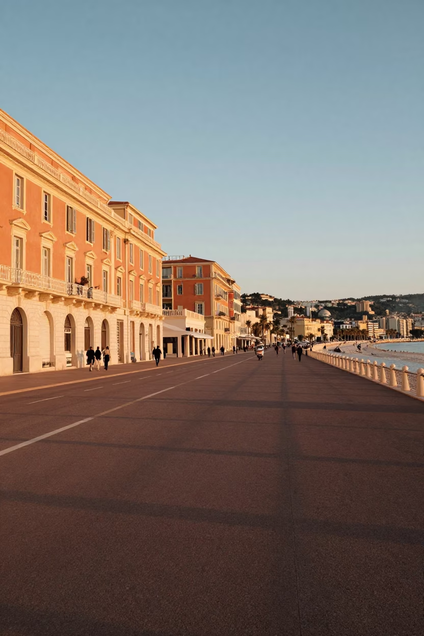 Promenade at Golden Hour in Nice in in Nice, France