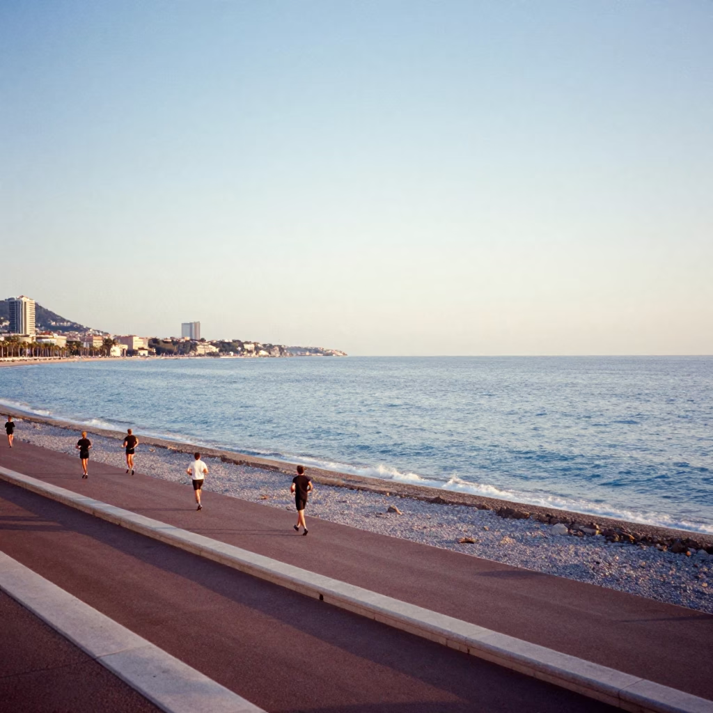 Promenade Des Anglais And Azure Mediterranean Sea in Nice in in Nice, France