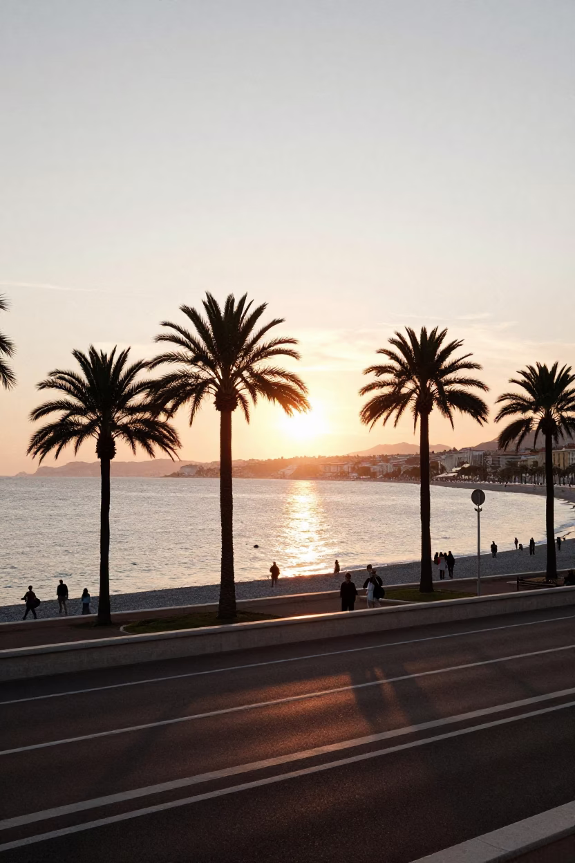 Promenade Des Anglais And The Baie Des Anges in Nice in in Nice, France