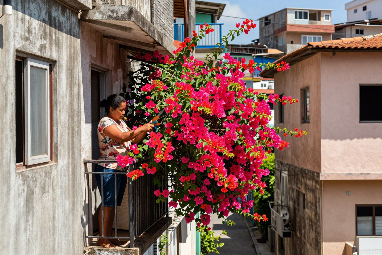 Pruning Bougainvillea in Rio De Janeiro in in Rio de Janeiro, Brazil