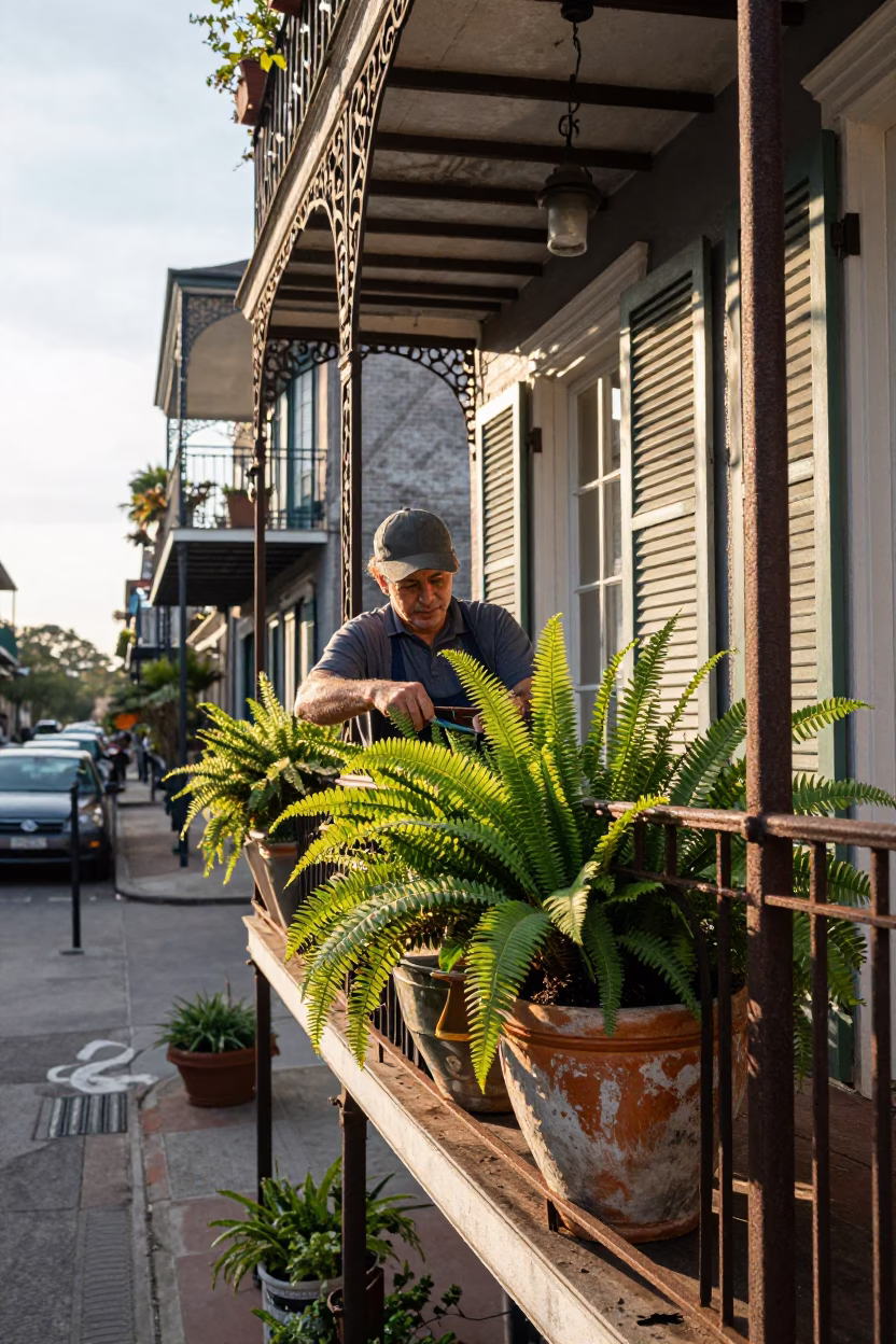 Pruning Ferns in New Orleans in in New Orleans, Louisiana, United States