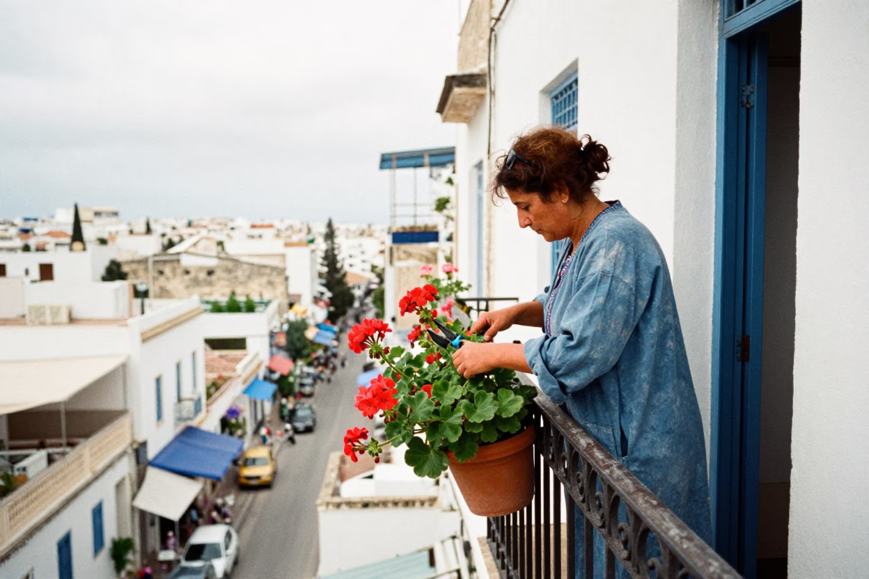 Pruning Geraniums in Tunis in in Tunis, Tunisia