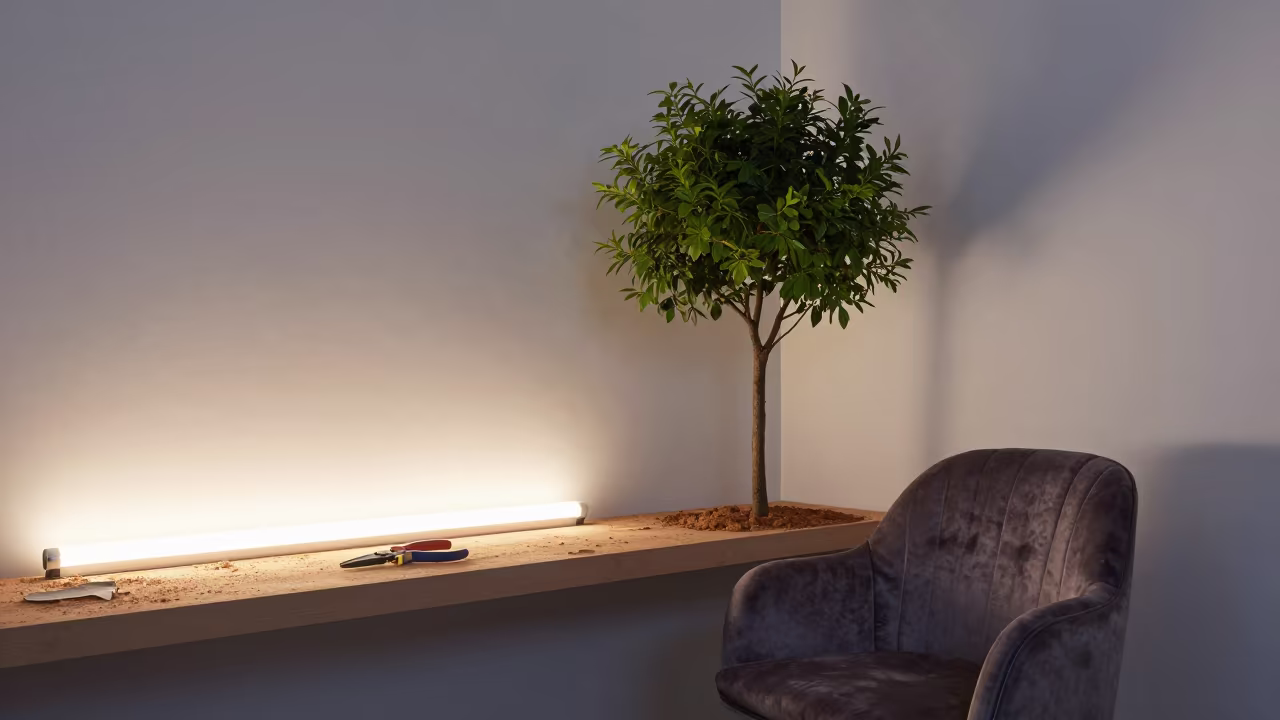 Pruning Shears Neon Light Velvet Chair in on a velvet chair in Coventry