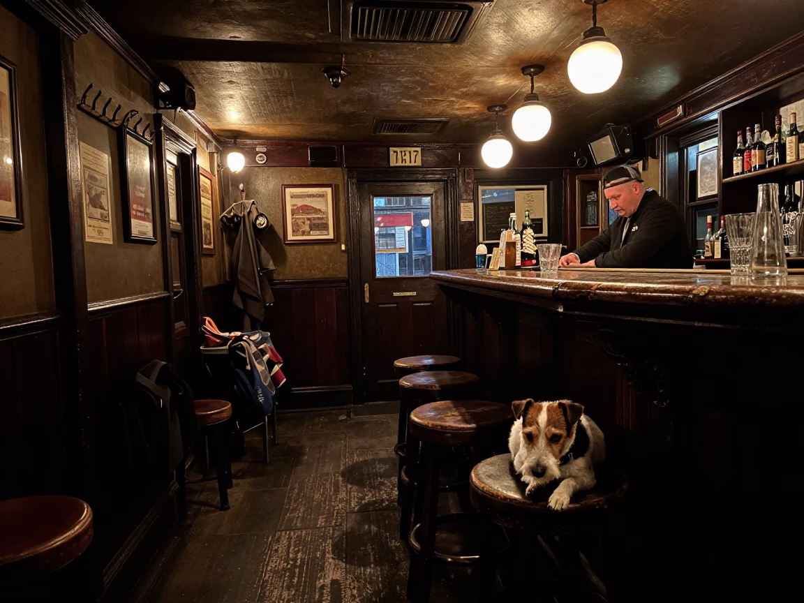 Pub Interior in Dublin at Deep In The Night Light in in Dublin, Ireland