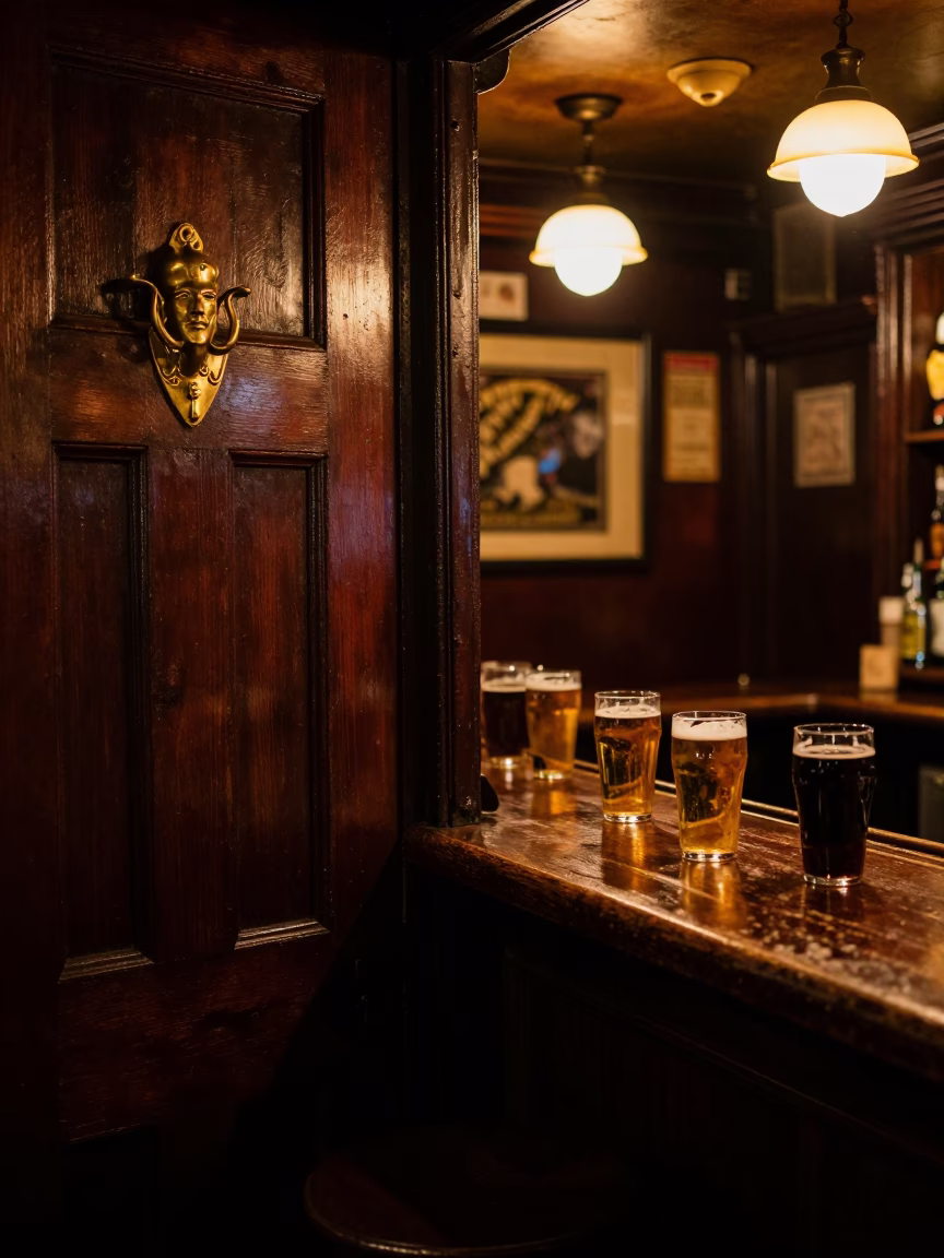 Pub Interior in Dublin at Late At Night Light in in Dublin, Ireland