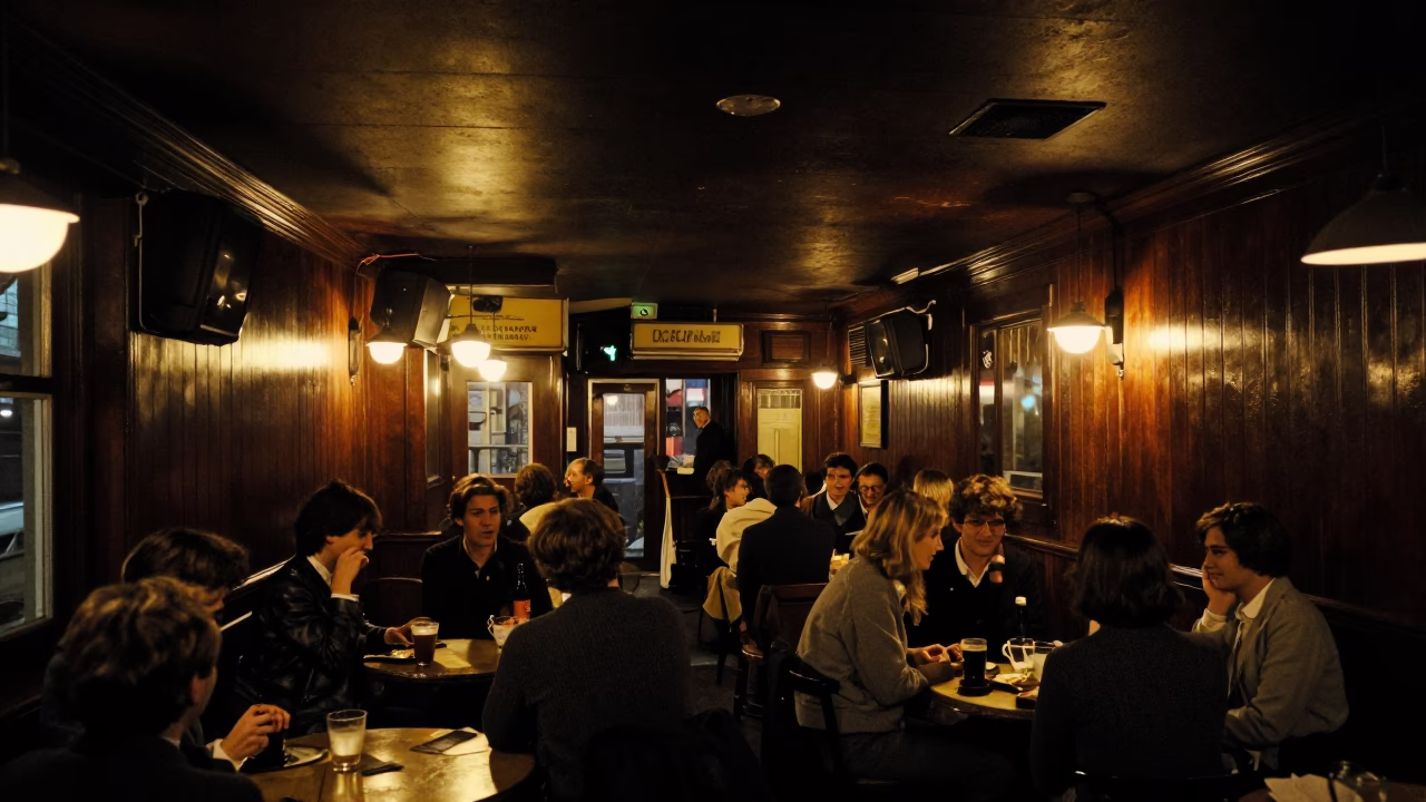 Pub Interior in Dublin at The Deepest Night Sky Light in in Dublin, Ireland