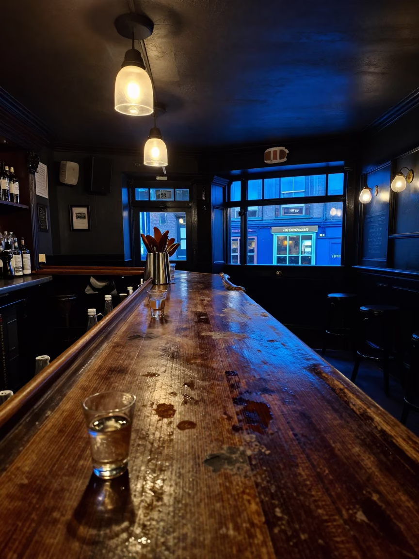 Pub Interior in Dublin at The Last Blue Light Of Evening in in Dublin, Ireland