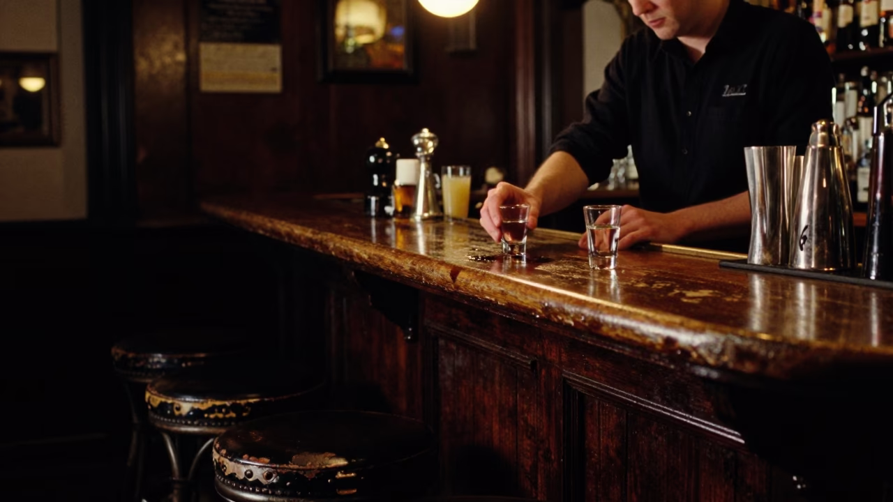 Pub Interior in Edinburgh at Late At Night Light in in Edinburgh, United Kingdom