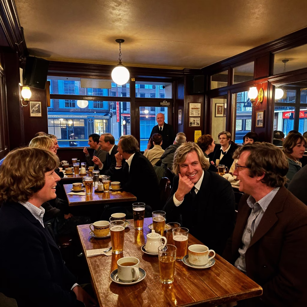 Pub Interior in London at As City Lights Begin To Glow in in London, United Kingdom