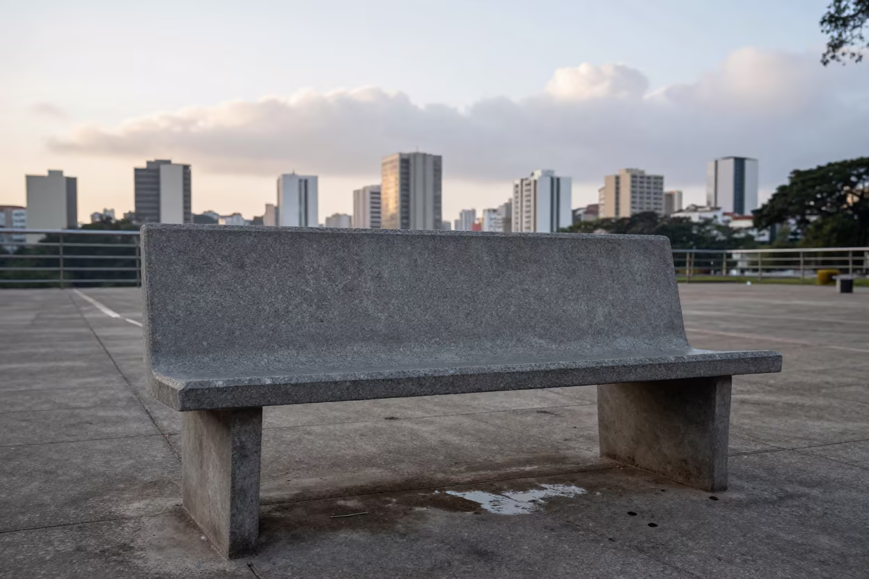 Public Defender Bench Dawn in São Paulo Square in in a public square near São Paulo