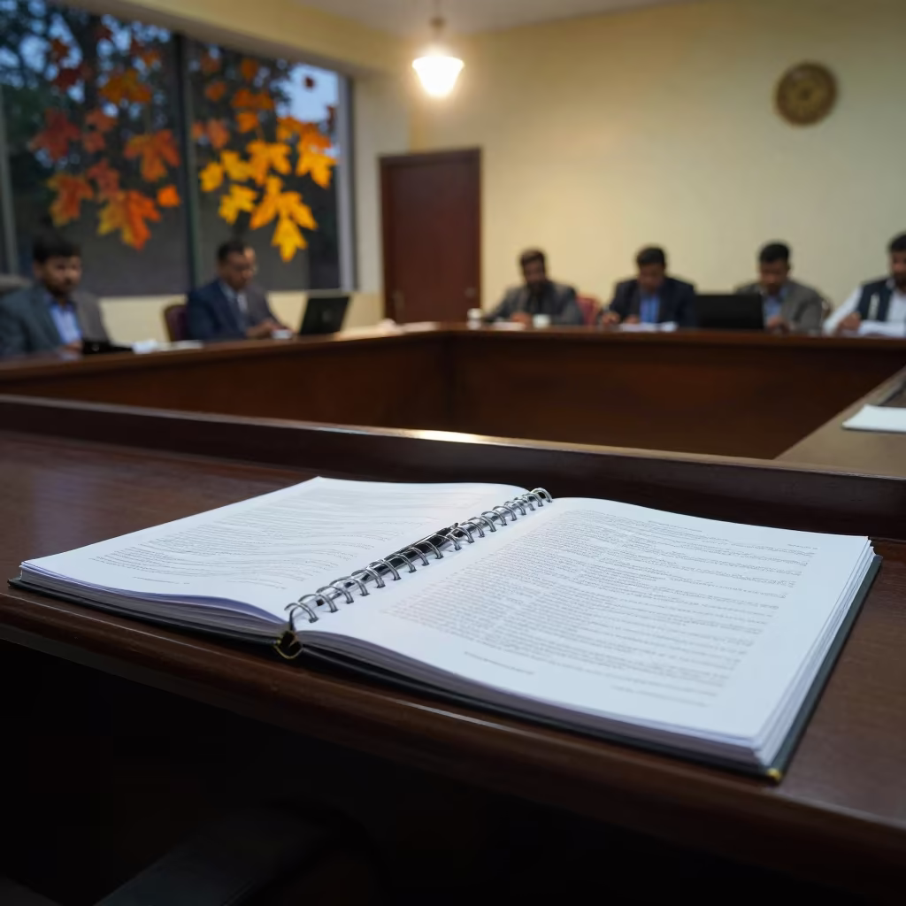 Public Hearing Binder on Council Desk in inside a campaign office near Purnia
