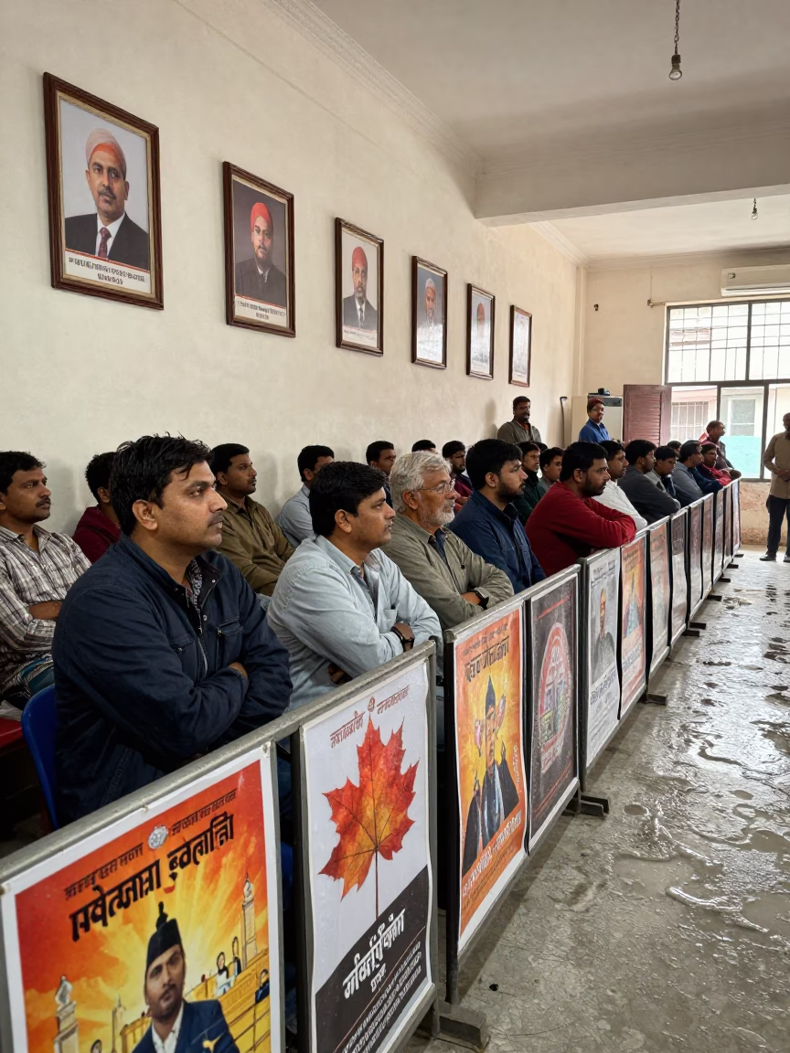 Public Hearing Line Ludhiana Community Hall in in a community center hall near Ludhiana
