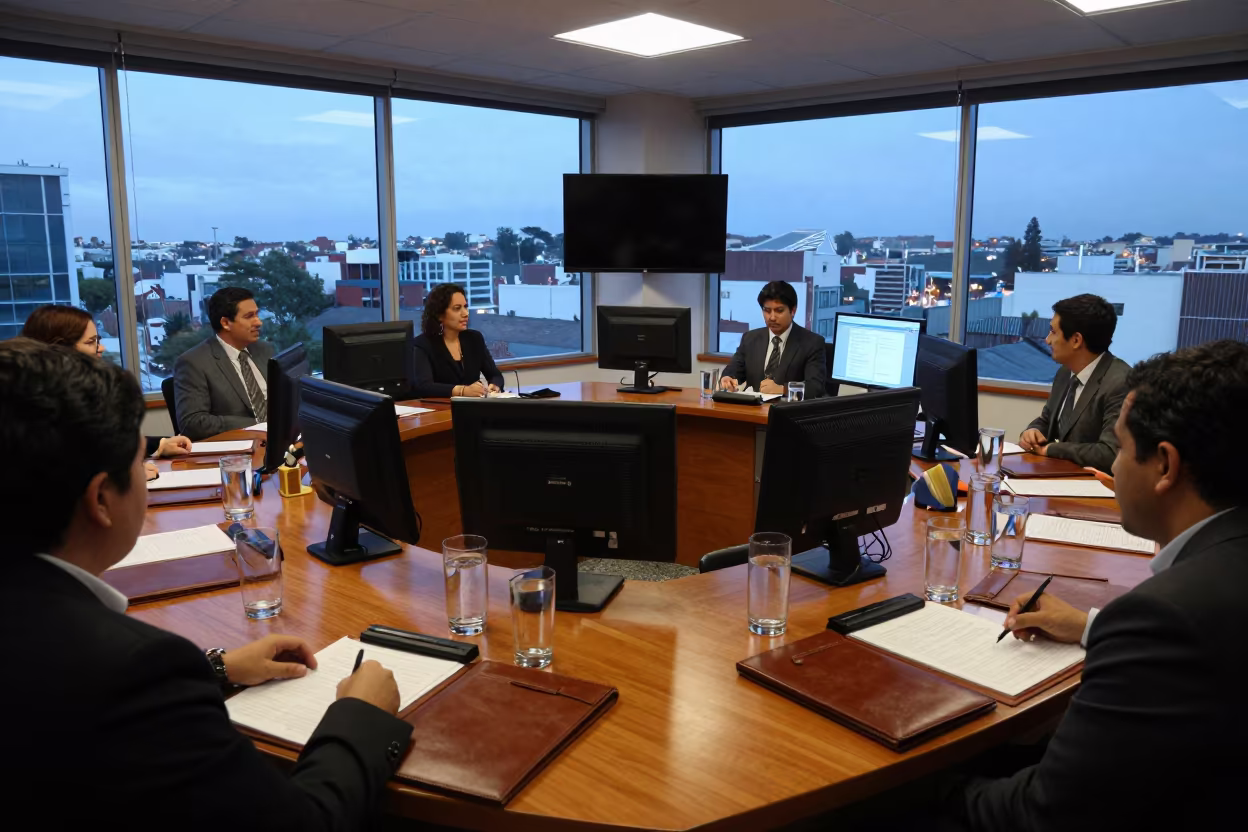 Puerto Madryn Office Reception Desk Evening Light in at an office reception desk in Puerto Madryn