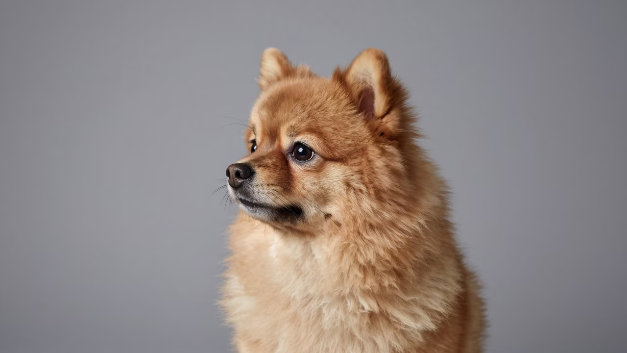 Pumi Portrait Studio with Tactile Coat Detail in in a quiet portrait studio with a plain backdrop and eye-level framing in Guatire