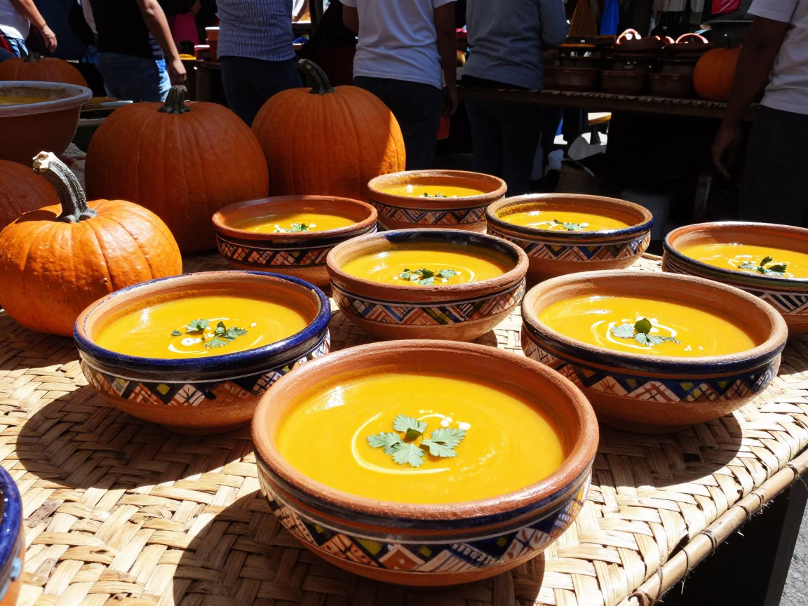 Pumpkin Soup in Oaxaca at Bright Midmorning Light in in Oaxaca, Mexico