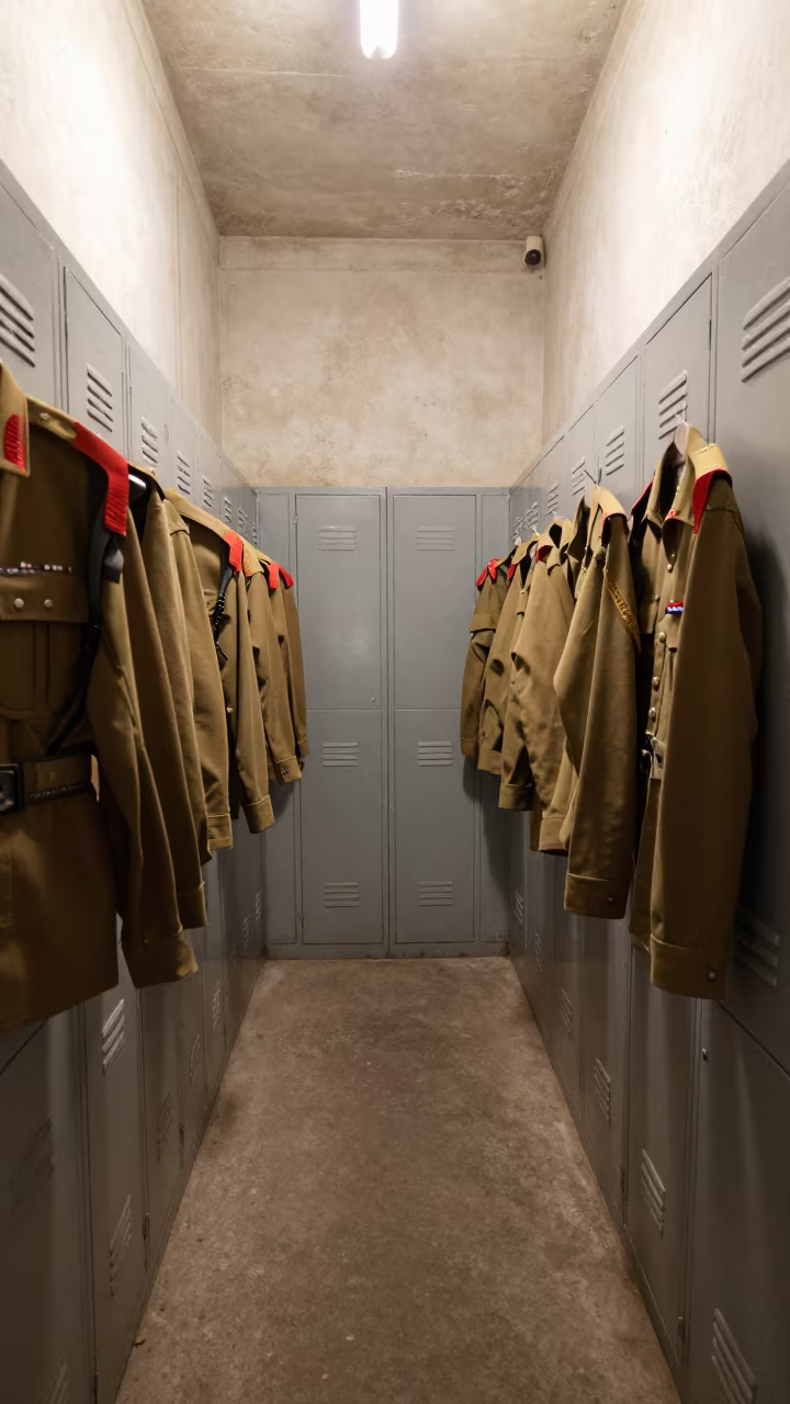 Punjab Bunker Uniform Inspection Early Afternoon in inside a bunker stairwell in Punjab