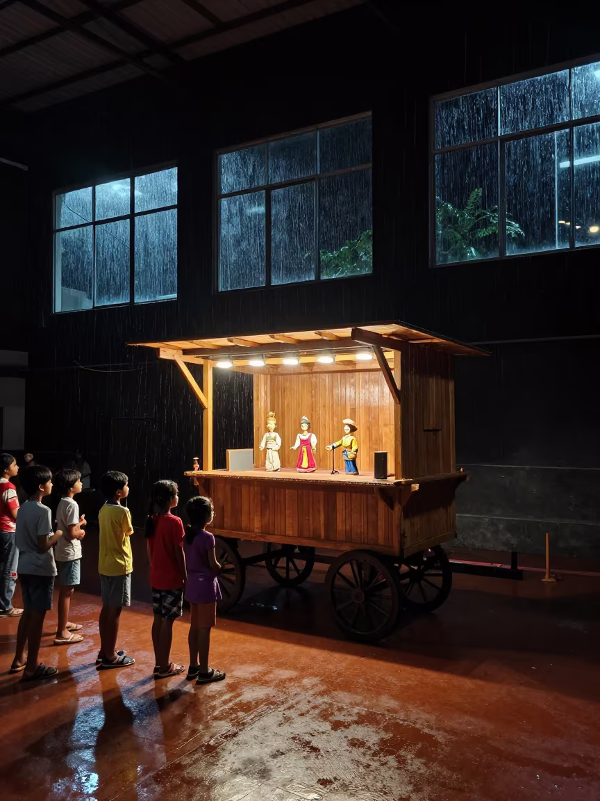 Puppet Show Wagons Under Night Monsoon Nagpur in in a concert hall in Nagpur