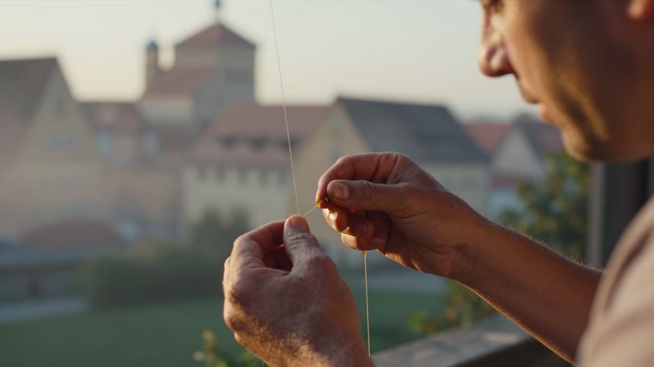 Puppeteer Fingertips and Evening Light in in Rothenburg
