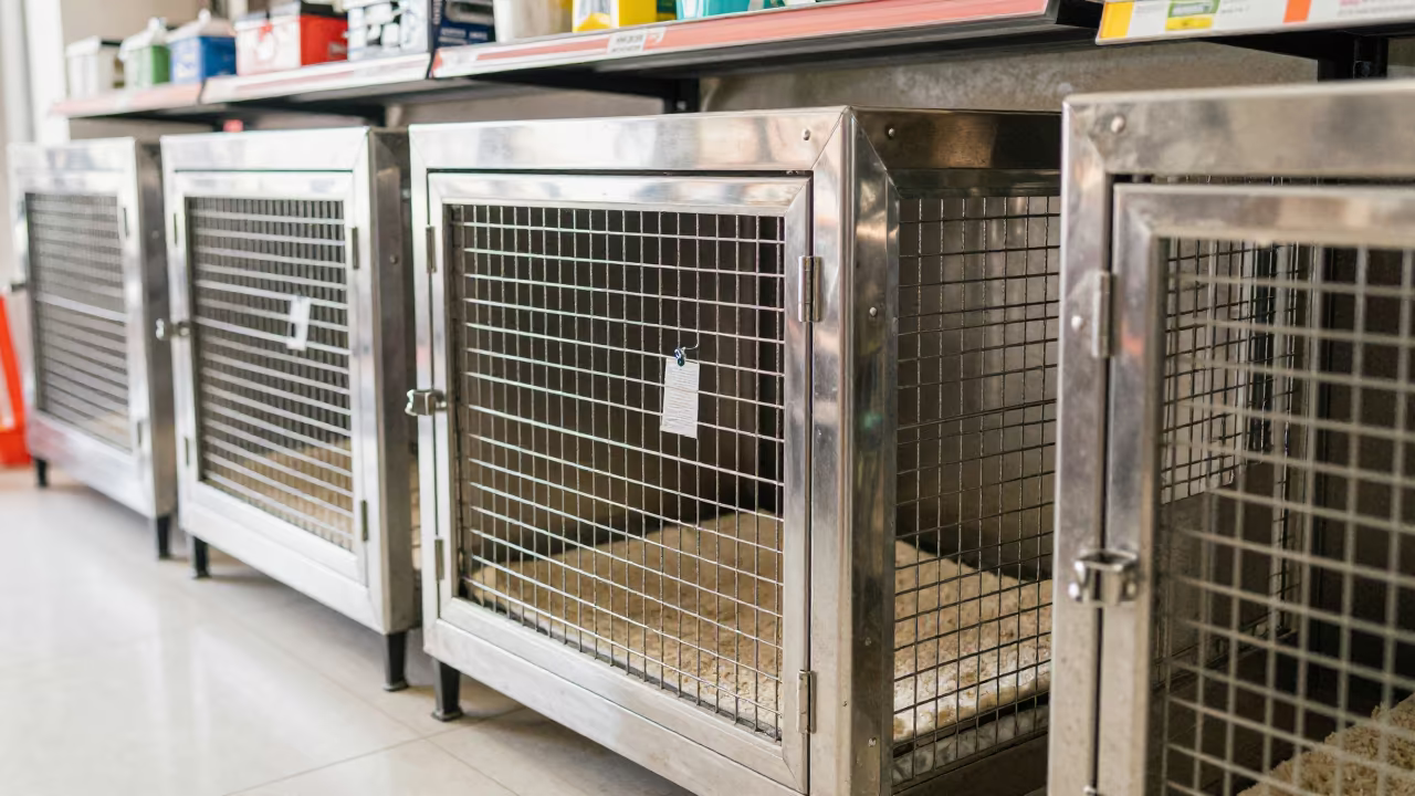 Puppy Litter Backdrop Clamp Box in Vijayapura Pet Store in inside a pet store aisle in Vijayapura
