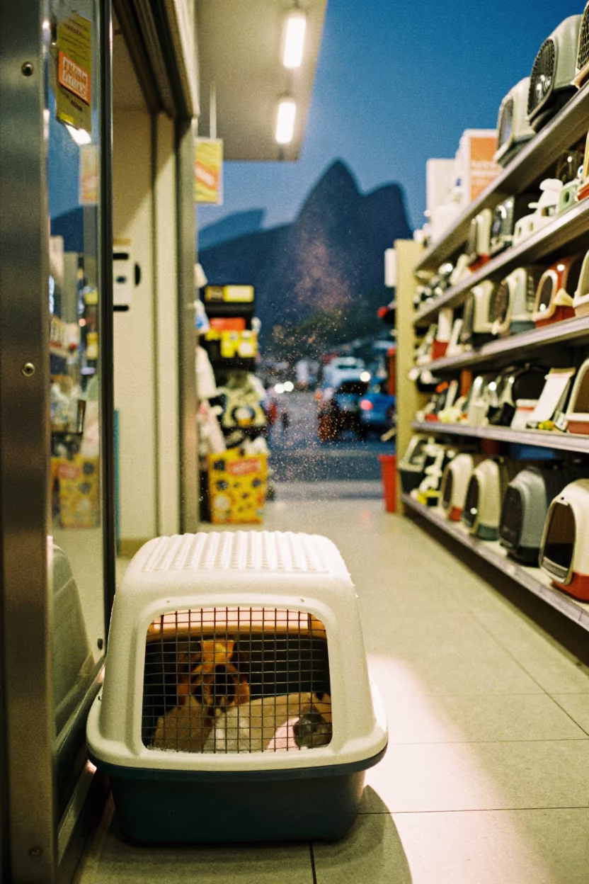 Puppy Litter Box in Rio Pet Store Aisle in inside a pet store aisle in Ipanema, Rio de Janeiro