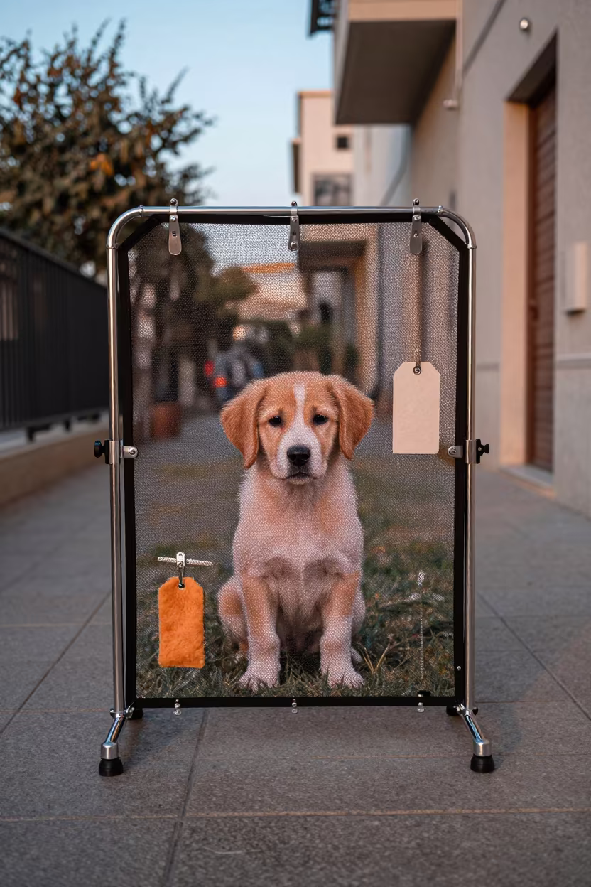 Puppy Litter Photo Setup in Kennel Corridor in in a boarding kennel corridor in Bnei Brak