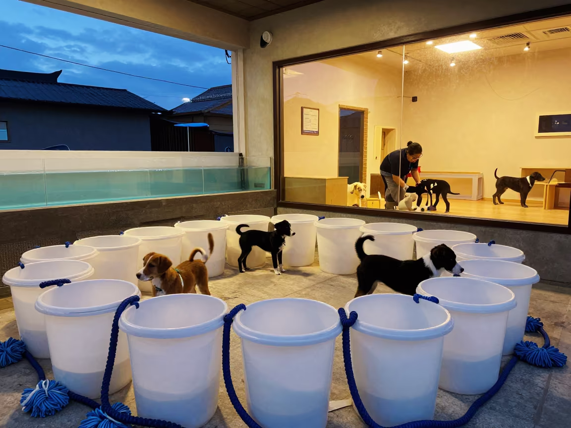 Puppy Pen Near Fish Bagging Counter Taoyuan in inside a fish bagging counter zone near Taoyuan