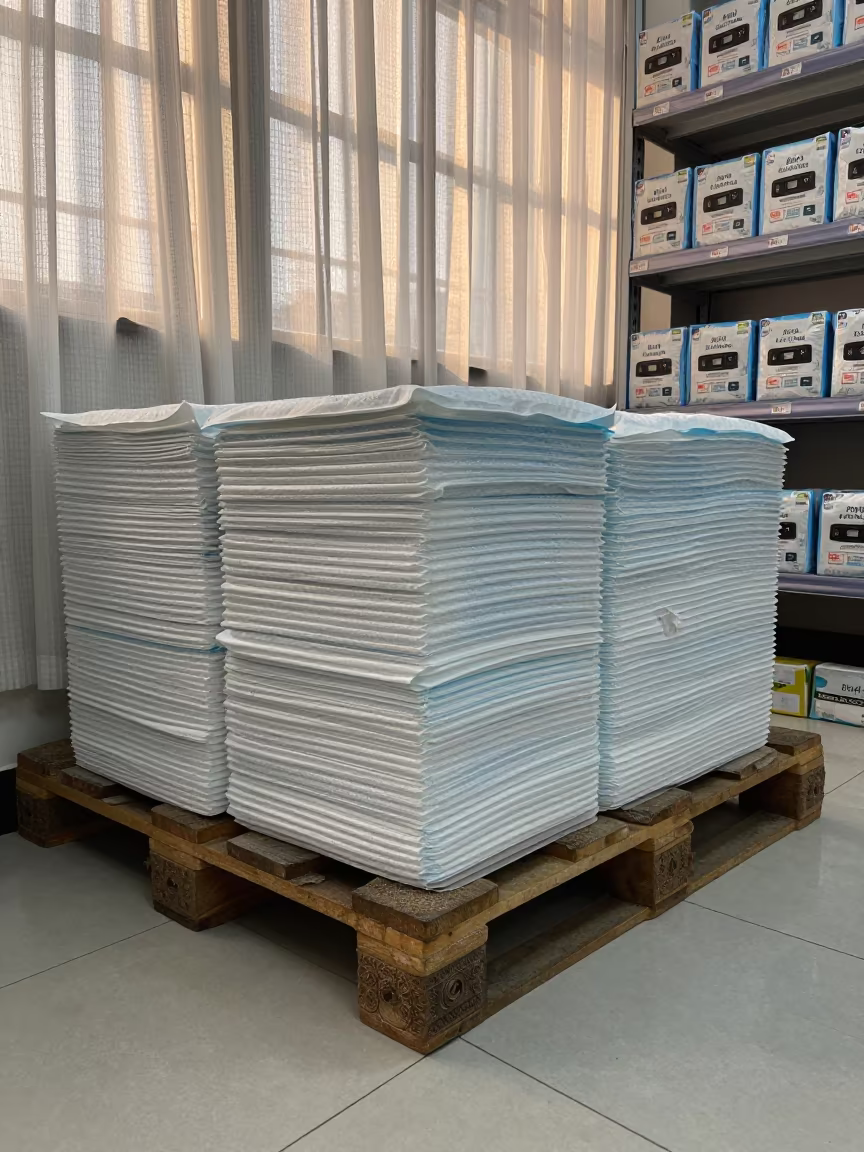 Puppy Potty Pad Pallet in Late Afternoon Pet Store in inside a pet store aisle near Patna