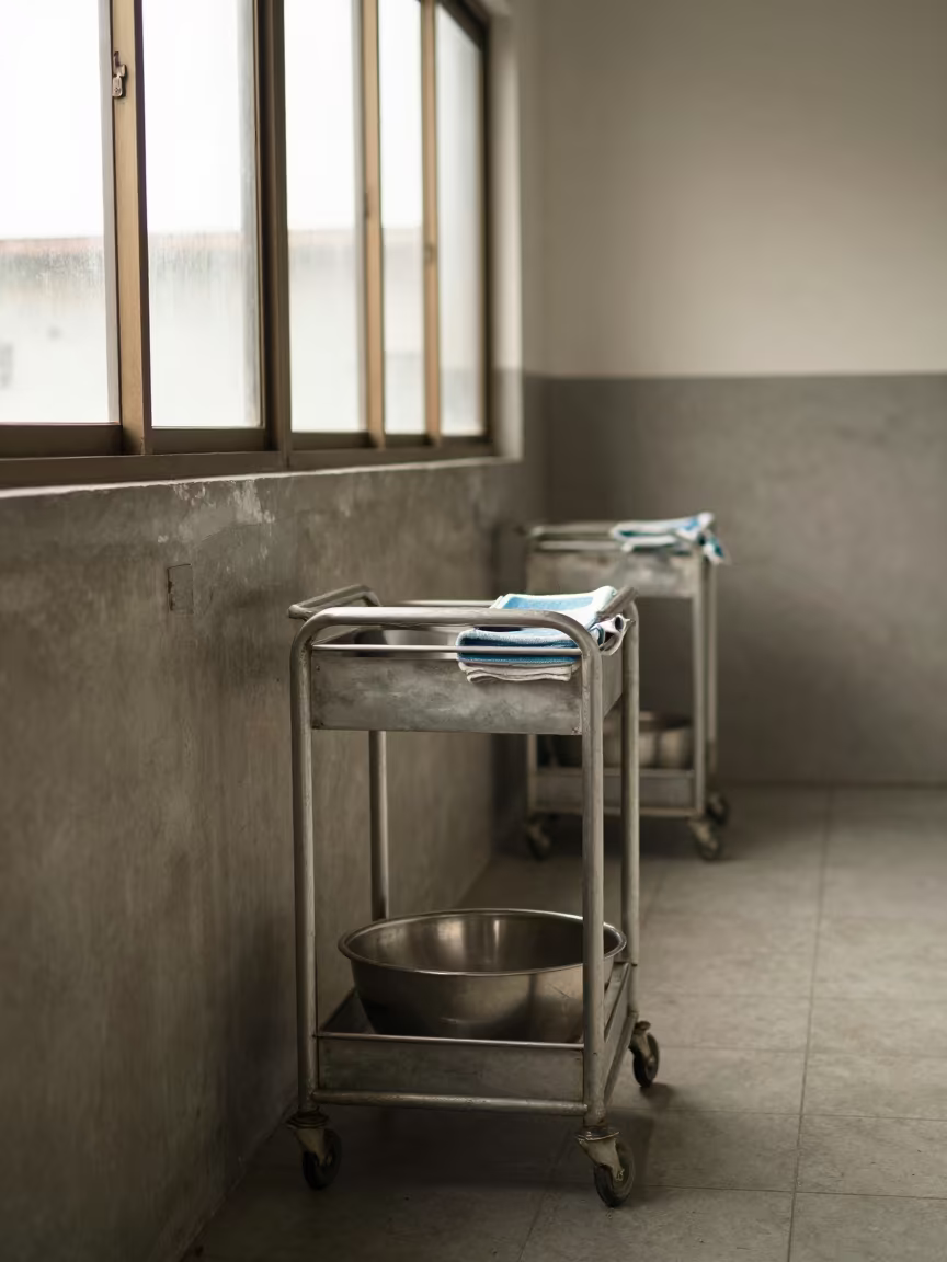 Puppy Prop Cart in Tegucigalpa Kennel in in a boarding kennel corridor near Tegucigalpa