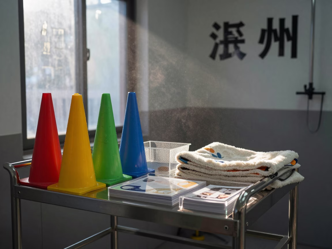 Puppy Training Cone Cart at Dog Wash Station in at a self-serve dog wash station in Fuzhou